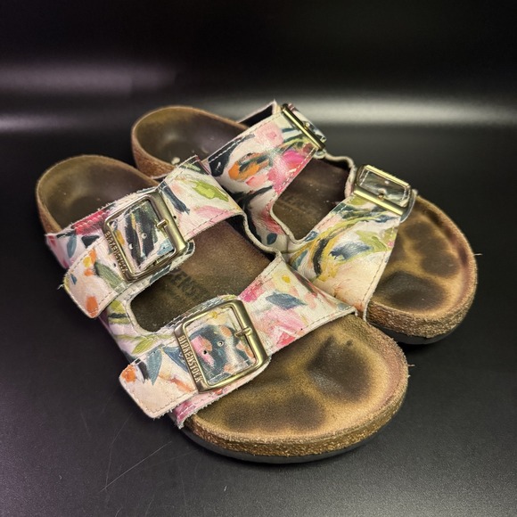 Carrie Schmitt Birkenstocks Sandals Womens Size 37 Floral Two Strap Comfort Shoe